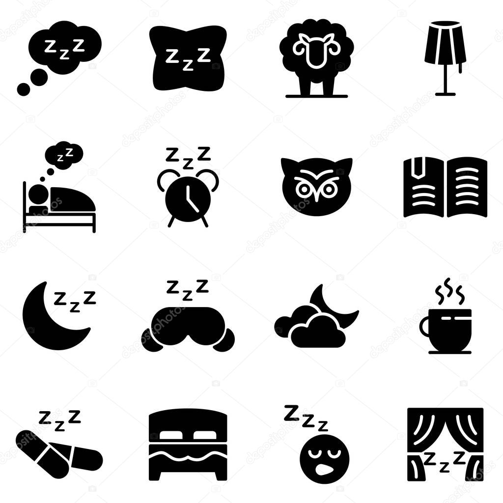 Sleepping icons pack. Isolated symbols collection 
