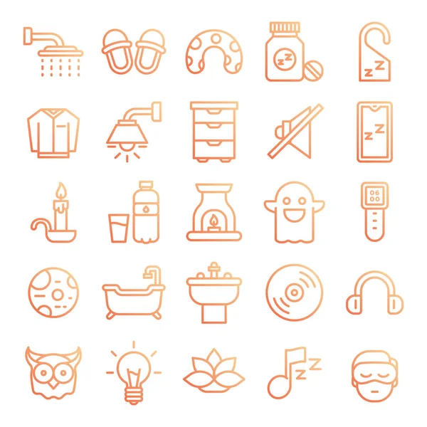 Envase Iconos Para Dormir Colección Símbolos Aislados Para Dormir Elemento — Vector de stock