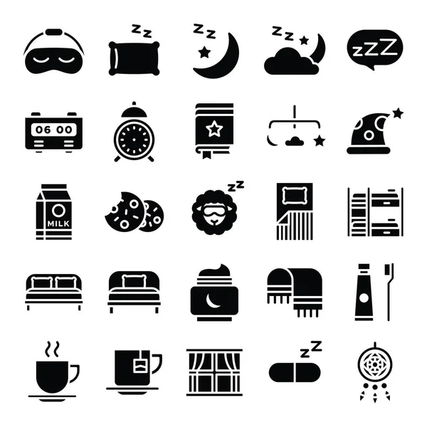 Des Icônes Endormies Collection Symboles Couchage Isolés Élément Icônes Graphiques — Image vectorielle