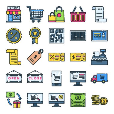 Perakende simgeleri paketi. İzole perakende koleksiyon simgeler. Grafik simgeler öğesi