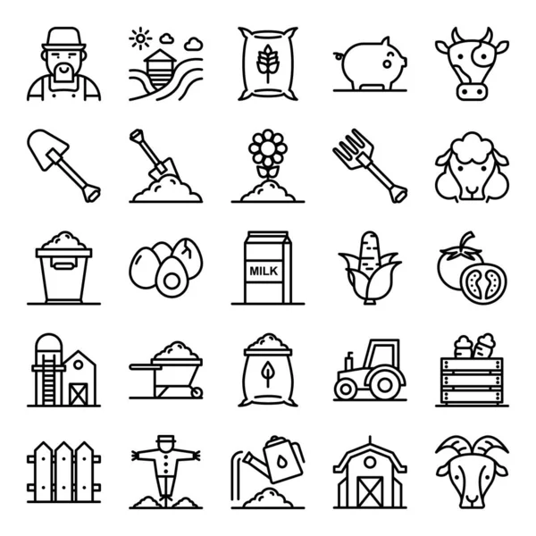 Emballage d'icônes agricoles — Image vectorielle