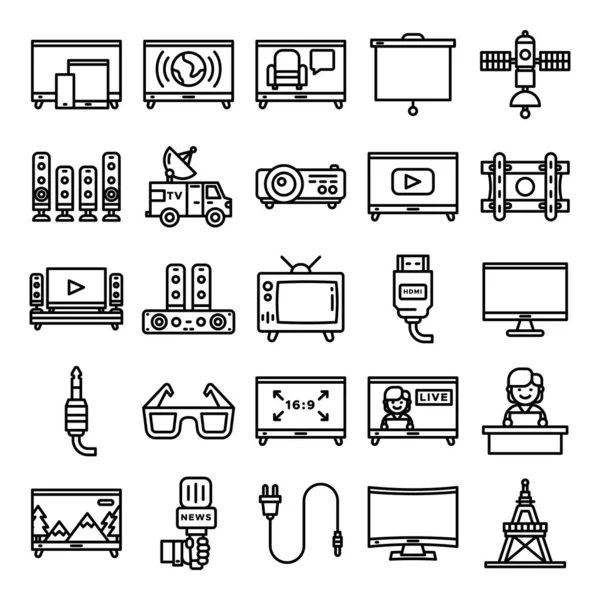Pack icônes de télévision — Image vectorielle