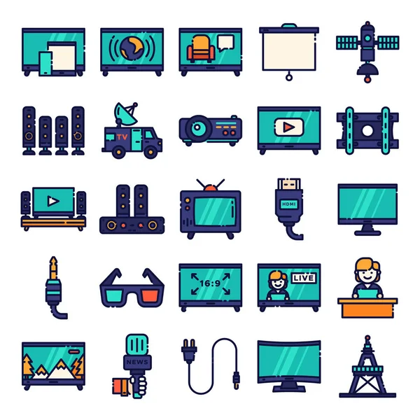 Paquete de iconos de televisión — Vector de stock