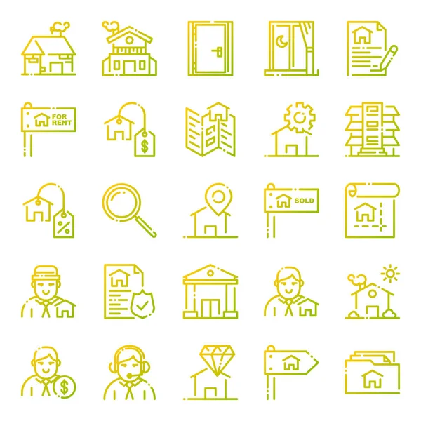 Real estate icons pack — Stock Vector