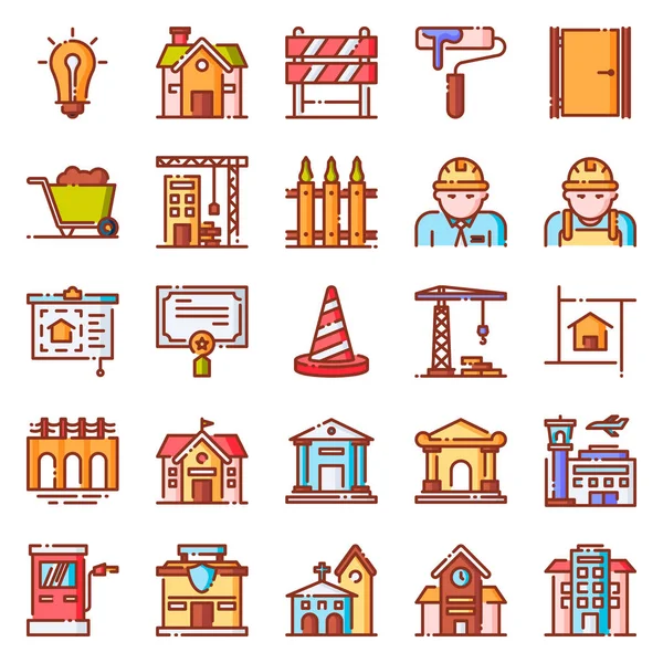 Architecture icons pack — Stock Vector