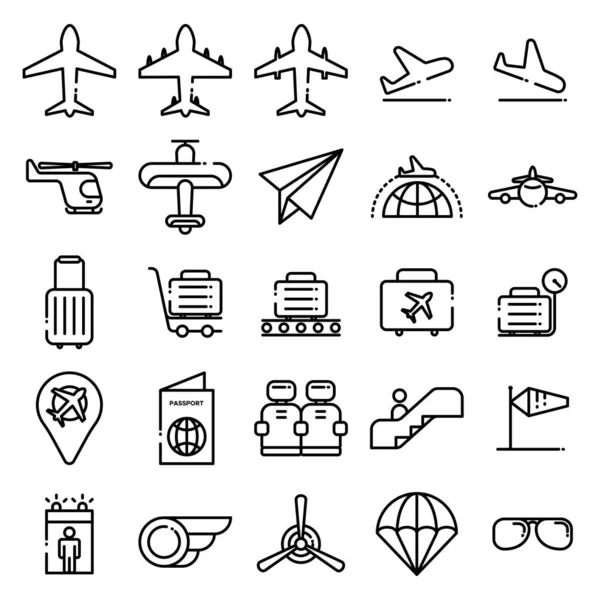 Pacchetto icone aviazione — Vettoriale Stock