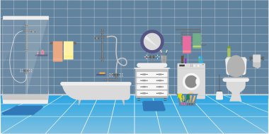 Tuvalet veya duş ve çamaşır makinesi iç şeklinde arka plan