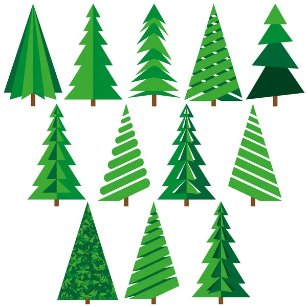 A set of vector Christmas trees. Figures paper trees. vector illustration.