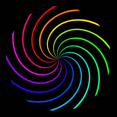 arka plan siyah bir arka plan üzerinde bir renk gökkuşağı spiral şeklinde