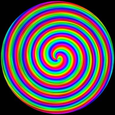 Renkli bir daire şeklinde arka plan üzerinde siyah bir arka plan spiraled