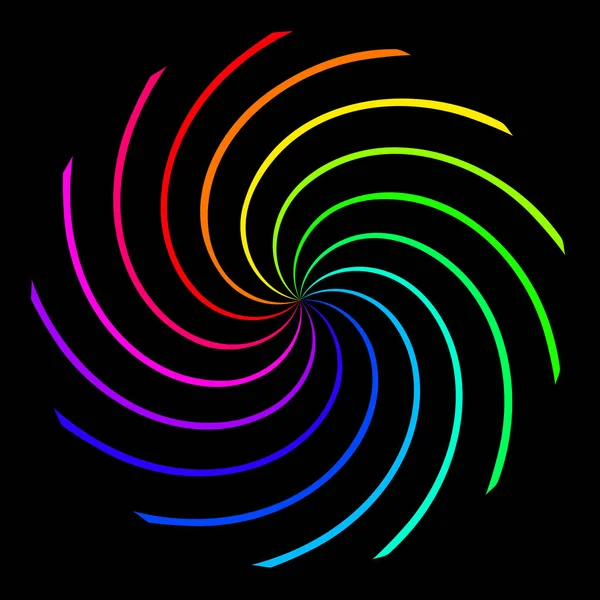 Fondo en forma de una espiral de color arco iris sobre un fondo negro — Archivo Imágenes Vectoriales