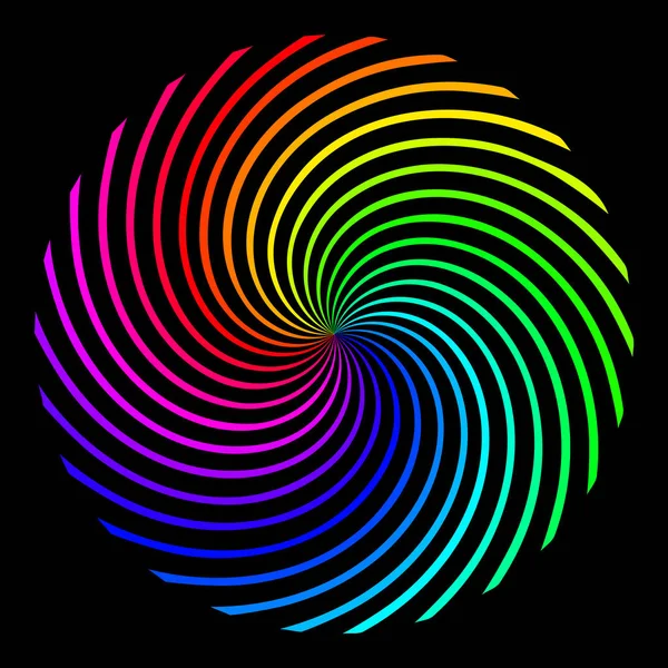 siyah bir arka plan üzerinde renkli gökkuşağı spiral şeklinde kare arka plan