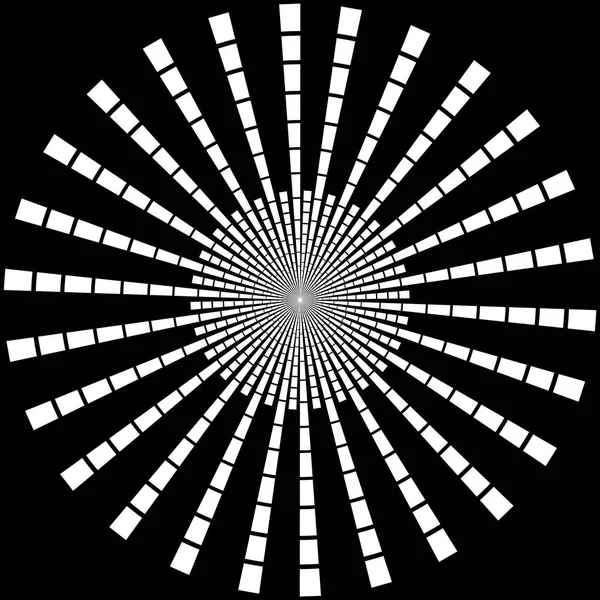 Vorm van witte stralen in de vorm van een cirkel op een zwarte achtergrond. Vectorillustratie voor webdesign — Stockvector