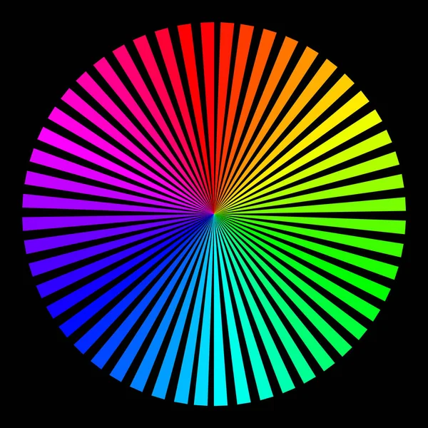 Fond sous la forme d'une boule de rayons colorés sur un fond noir — Image vectorielle