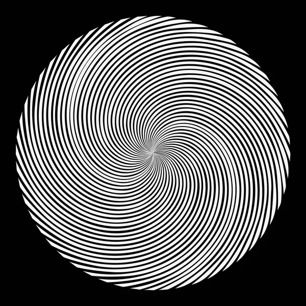 Background in the form of a white ball of rays spiraling on a black background — Stock Vector