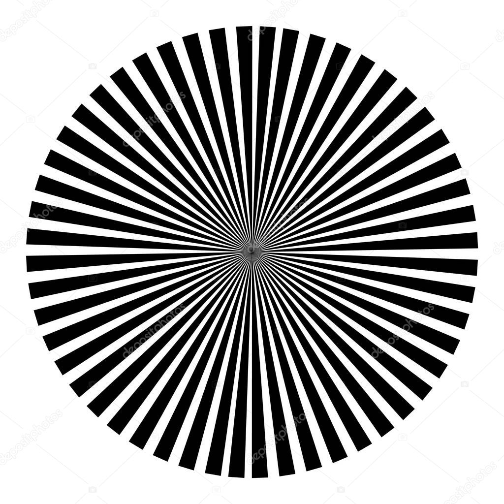 Background in the form of a black ball of rays on a white background