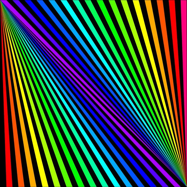 Fondo de rayos de colores en diagonal sobre un fondo negro — Vector de stock