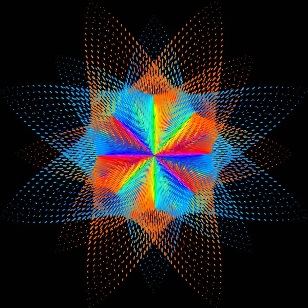 Fondo, textura, abstracción. Color spot una estrella o una flor está aislada sobre fondo negro. Ilustración de elegantes vectores para diseño web — Vector de stock