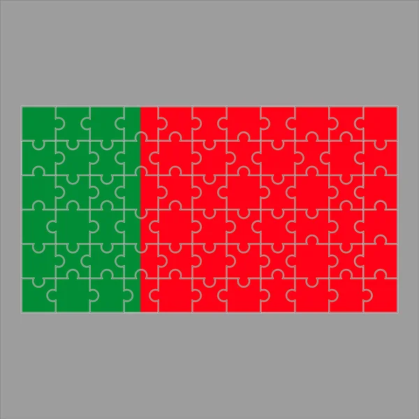 Portugália zászlaja a puzzle egy szürke háttér. Vektoros illusztráció — Stock Vector