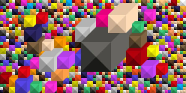 Sfondo di grandi e piccoli quadrati colorati a forma di mosaico geometrico geometrico grafico rettangolare. Per il web design — Vettoriale Stock