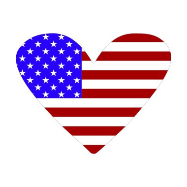 Simge Amerikan bayrağı kalp şeklinde. Vektör çizim