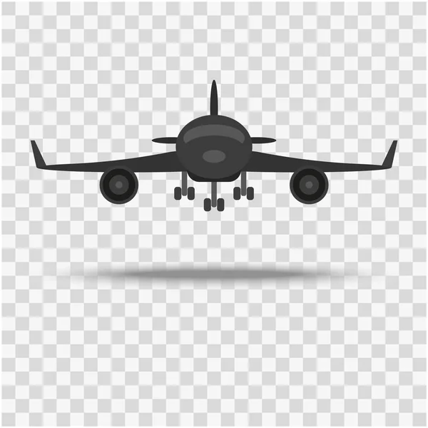 L'avion, une vue de face sur un fond d'ombre. Illustration vectorielle pour la conception web — Image vectorielle