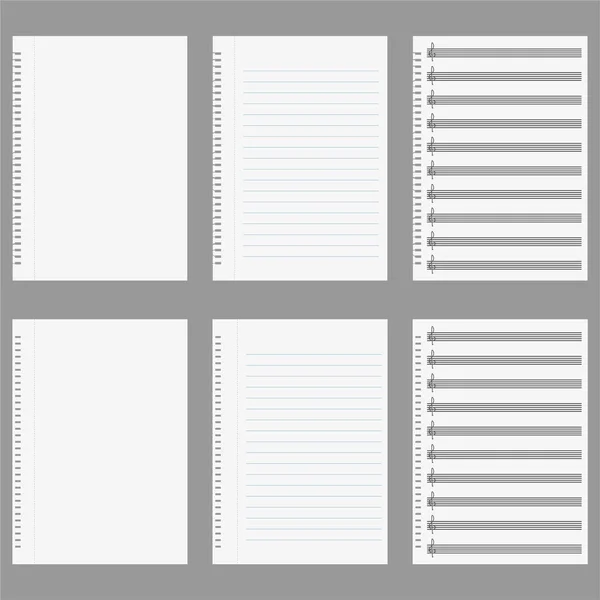 A set of sheets. Blanks. Sheet music notation. Vector illustration. — Stock Vector