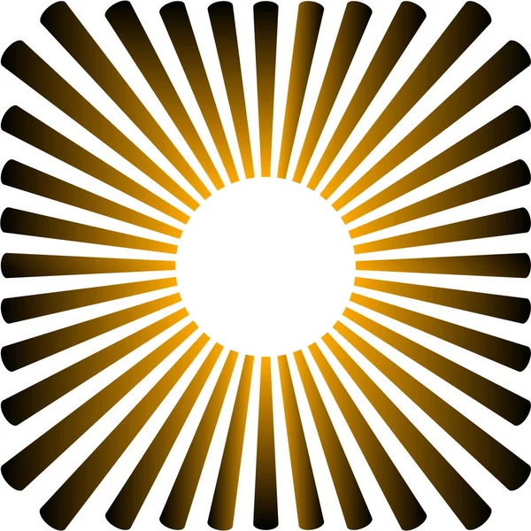 Bakgrund i form av en gul sol med strålar och lutning på en vit bakgrund. Vektorillustration för webbdesign. — Stock vektor