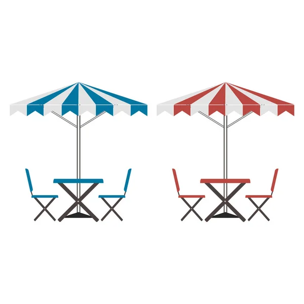 Esernyő Egy Kávézóban Vagy Strandon Székekkel Pihenésre — Stock Fotó