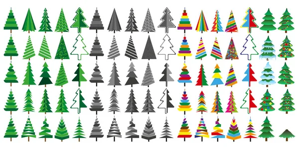 Enormi Set Icone Dell Albero Natale Tema Natalizio Colorato — Foto Stock