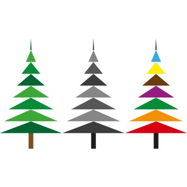 Üç origami stili Noel ağacı seti