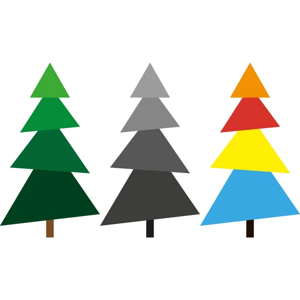 Conjunto Tres Árboles Gráficos Navidad —  Fotos de Stock