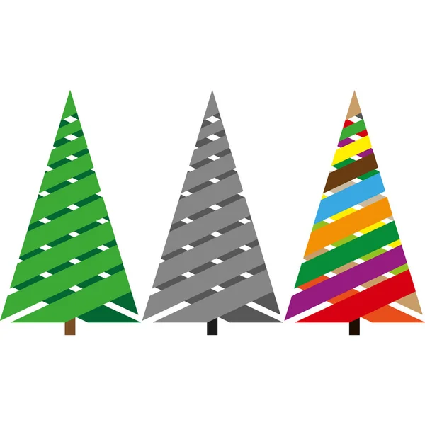 Набор Трех Рождественских Деревьев Стиле Оригами — стоковое фото