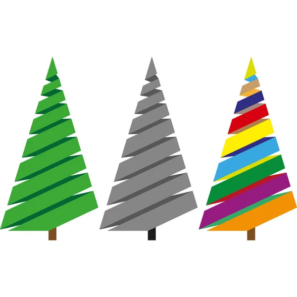 Set Tre Alberi Natale Stile Origami — Foto Stock