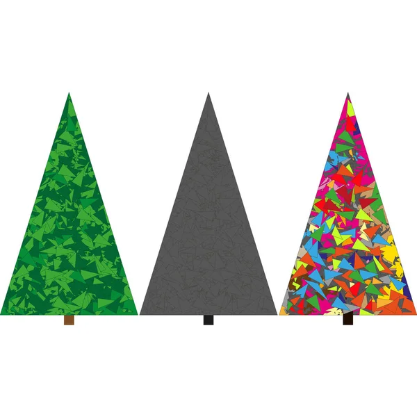 Set Tre Alberi Natale Stile Origami — Foto Stock