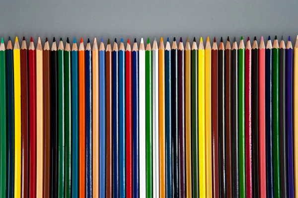 Lápis Multicoloridos Fundo Cinza — Fotografia de Stock
