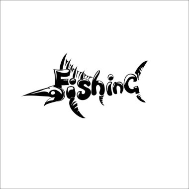 Marlin, vektör çizim şeklinde Balık tutma logosu