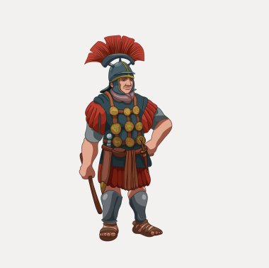 Vektör çizim Centurionlardan elinde sopayla Roma lejyon gösteriyor.