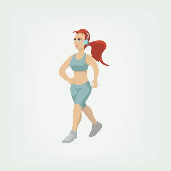 Chica Pelirroja Ropa Deportiva Jogging Ilustración Vectorial — Vector de stock