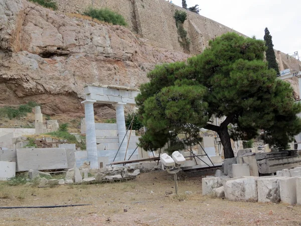 Європи Греції Афіни Підйом Гори Акрополь Боків Збереглися Залишки Стародавніх — стокове фото