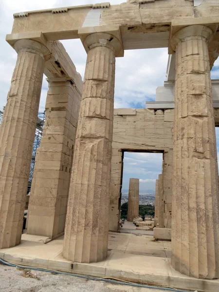 Europa Grecia Atenas Columnas Del Templo Antiguo Acrópolis — Foto de Stock