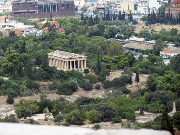 Europa Atenas Antiguo Templo Ágora Rodeado Árboles — Foto de Stock