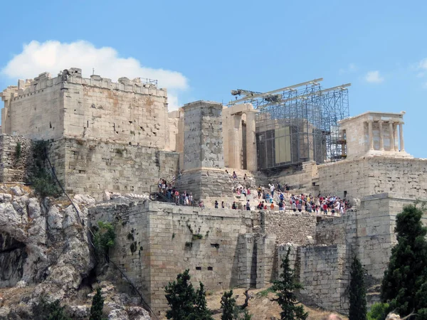 Europa Grecia Atenas Mucha Gente Quiere Ver Belleza Acrópolis — Foto de Stock