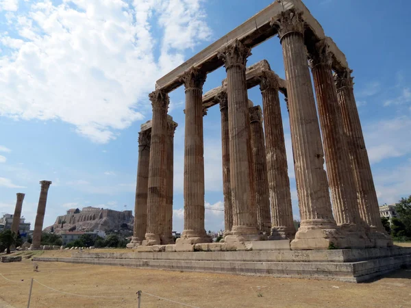 Europa Grecia Atenas Templo Zeus Fondo Acrópolis — Foto de Stock