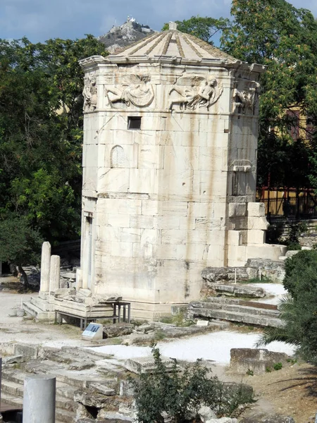 Europa Grekland Aten Antika Vatten Toweramong Antika Ruiner — Stockfoto