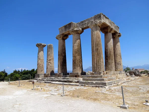 Europa Grecia Corinto Las Ruinas Antiguo Templo Pagano Sitio Antigua — Foto de Stock