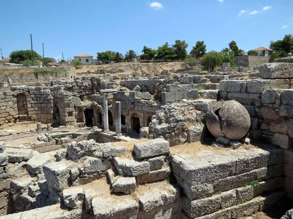 Європи Греції Коринф Залишається Стародавніх Жител Макро View — стокове фото