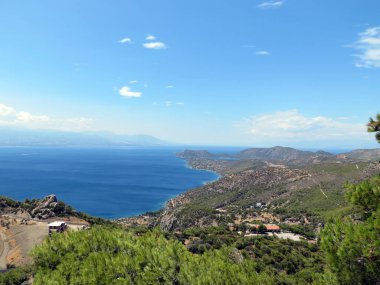 Avrupa, Yunanistan, Loutraki, Gulf of Corinth görünümünü bir sıcak yaz gününde
