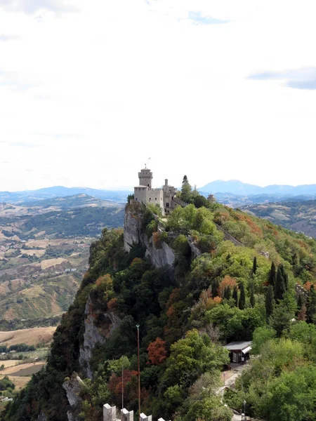Vista Das Fortificações Torre Cesta República San Marino Itália — Fotografia de Stock