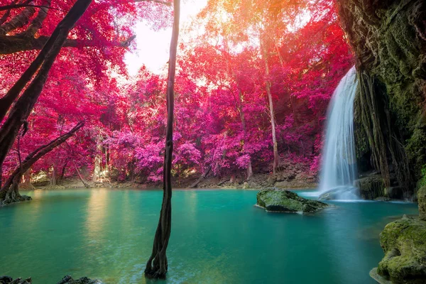 Waterfall Deep Forest Erawan Waterfall National Park — Stock Photo, Image